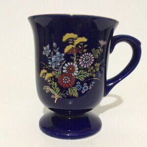 Coffee Mug Cup YChina Japan Cobalt Blue Floral